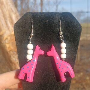Wooden Giraffe Earrings